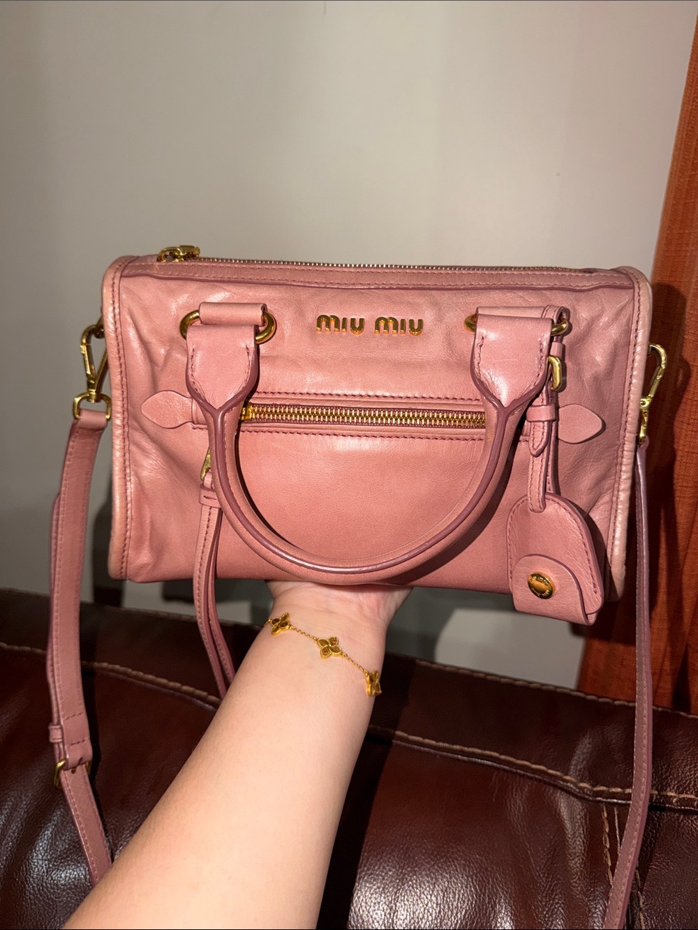 ‼️Authentic Miu Miu Pink Vitello Leather Satchel Handbag Crossbody Bag - Picture 4 of 15